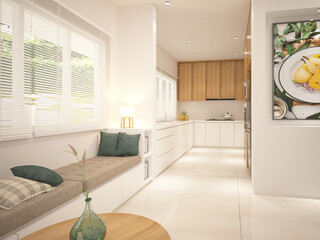 Modern minimalist White kitchen .