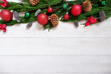 Fototapeta na wymiar Christmas decoration on wooden background.