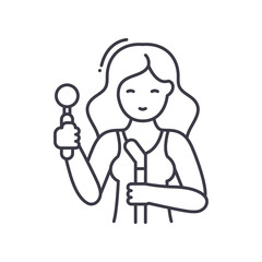 Singer icon, linear isolated illustration, thin line vector, web design sign, outline concept symbol with editable stroke on white background.