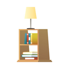 lamp in wooden bookscase house forniture