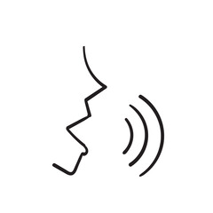 hand drawn doodle Voice recognition concept. Voice control isolated