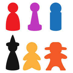 Board game meeple flat icon vector set. Board game piece for design template.