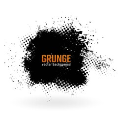 Vector grunge background brush black paint ink stroke.Text box for banner design.