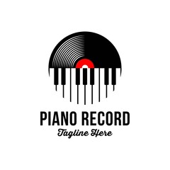 vinyl record and Piano Key Music Instrument logo design