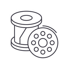 Shuttle for sewing icon, linear isolated illustration, thin line vector, web design sign, outline concept symbol with editable stroke on white background.