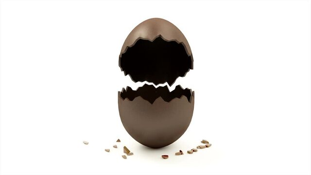 Empty Chocolate Egg Open. Happy Easter Concept.