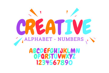 Kids alphabet and number design vector illustrations.