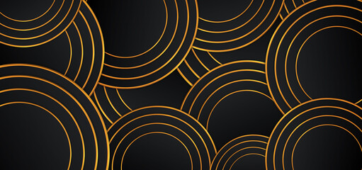 Circle luxury black design circle overlap layer geometric background.