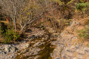 Fall landscape of shallow river