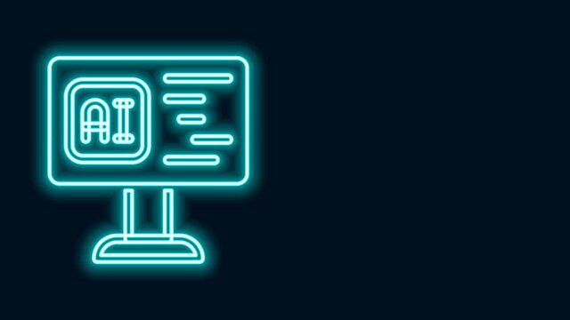Glowing neon line Software, web developer programming code icon isolated on black background. Javascript computer script random parts of program code. 4K Video motion graphic animation
