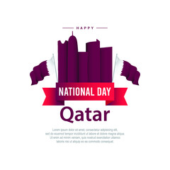 Qatar national day vector template. Design illustration for banner, advertising, greeting cards or print. Design happiness celebration.; 