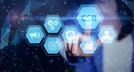 CSR abbreviation, modern technology concept. Business, Technology, Internet and network concept.