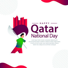 Qatar national day vector template. Design illustration for banner, advertising, greeting cards or print. Design happiness celebration.; 