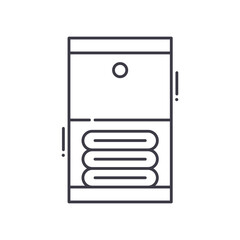 Shoe shelf icon, linear isolated illustration, thin line vector, web design sign, outline concept symbol with editable stroke on white background.