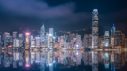 Fototapeta na wymiar Hong Kong Architectural Landscape skyline night view