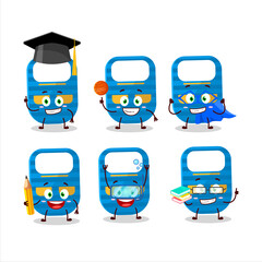 School student of blue baby appron cartoon character with various expressions