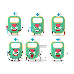 Doctor profession emoticon with green baby appron cartoon character
