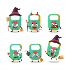 Halloween expression emoticons with cartoon character of green baby appron