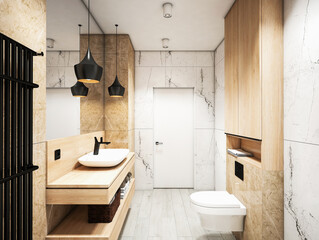 Mdern white Interior of a bathroom - 392767787