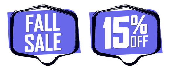 Fall Sale, 15% off, banners design template, Autumn discount tags, vector illustration