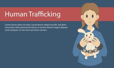 Human trafficking victim concept,children imprisoned and chained to victims of violence,problem Crime, 
kidnapping, ransom,Vector illustration.