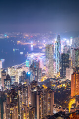 Fototapeta premium Hong Kong Architectural Landscape skyline night view