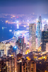 Hong Kong Architectural Landscape skyline night view