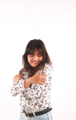 Beauty portrait of female face on white background