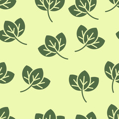 Melissa,peppermint, spearmint, Mint leaves seamless pattern. Design for packaging tea, wrapping paper, cosmetics, wallpapers, textiles, natural organic products. Vector stock illustration.