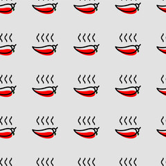 Chili peppers seamless pattern. Chill outline seamless pattern and shadow for use as wallpaper