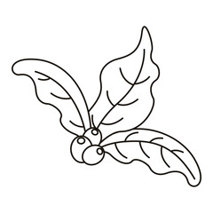 coffee seeds and leafs line style icon