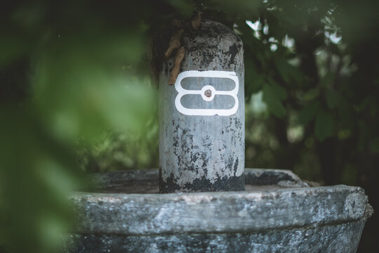 Shiva Lingam under the brown leaves