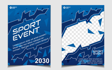 Obraz na płótnie Canvas Set cover a4 background for sport event poster with dynamic gradient blue color. Vector layout design template can use for gym promotion, tournament, invitation cup, banner championship, flyer