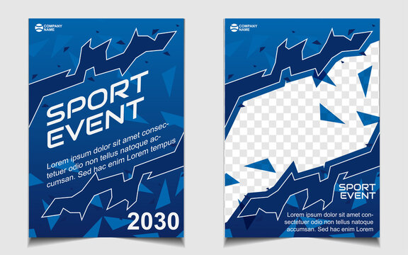 Set cover a4 background for sport event poster with dynamic gradient blue color. Vector layout design template can use for gym promotion, tournament, invitation cup, banner championship, flyer