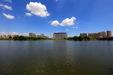 Fototapeta premium Summer Landscape of Waterfront City, Tangshan City, China