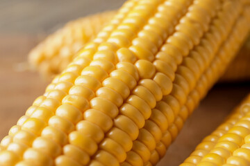 Fresh corn cob, closeup view