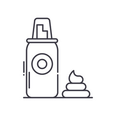 Shave foam icon, linear isolated illustration, thin line vector, web design sign, outline concept symbol with editable stroke on white background.