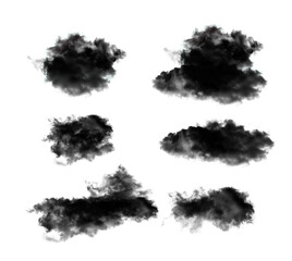 set of black smoke on black background