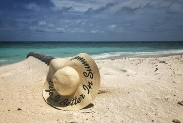 hat on the beach