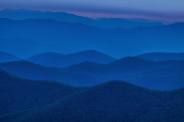 Fototapeta na wymiar Evening over the Blue Ridge Mountains in North Carolina