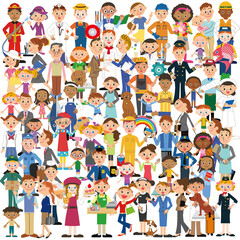 人々集合　働く人　集団　イラスト