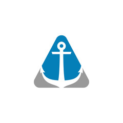 simple modern triangle negative space of an anchor ship vector icon