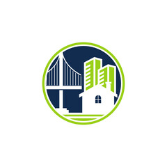 simple modern bridge real estate circular vector icon