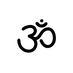 Om sign. Vector sacral icon. Meditation symbol. Yoga. Black line illustration