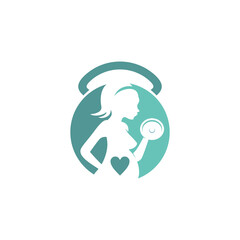 Fototapeta premium simple modern negative space pregnant women health fitness workout vector icon