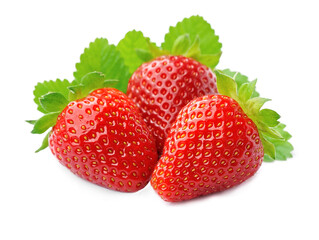 Fresh strawberry with leaves
