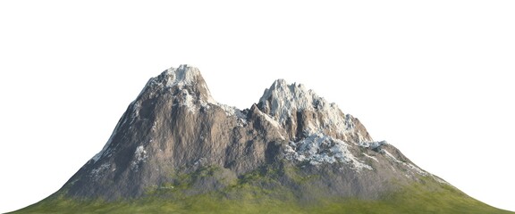 Snowy mountains Isolate on white background 3d illustration - 392775322