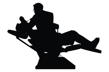 Dentist and patient in dental room silhouette vector