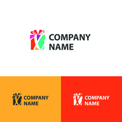Colorful Gift box with initial X letter logo concept. Gift store/shop logo template