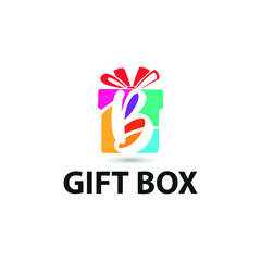 Colorful Gift box with initial B letter logo concept. Gift store/shop logo template